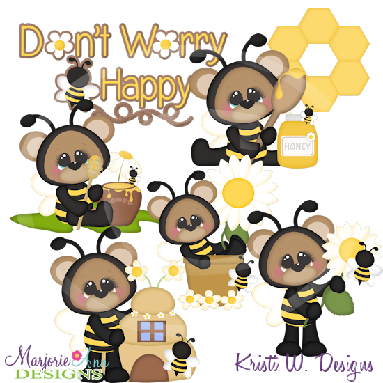 Don't Worry Bee Happy SVG Cutting Files Includes Clipart - Click Image to Close